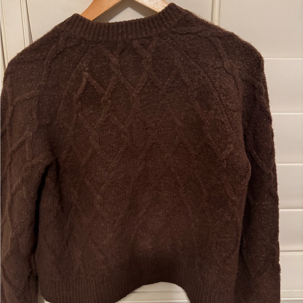 Abercrombie & Fitch Brown Cable-Knit Button Cardigan - Picture 4 of 5